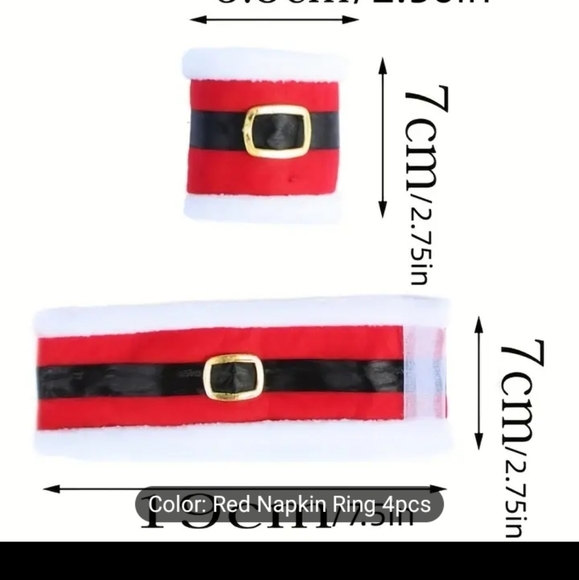 4pcs Christmas Buckle Santa Belt. Napkin Holders. NEW NWT. - Picture 8 of 11